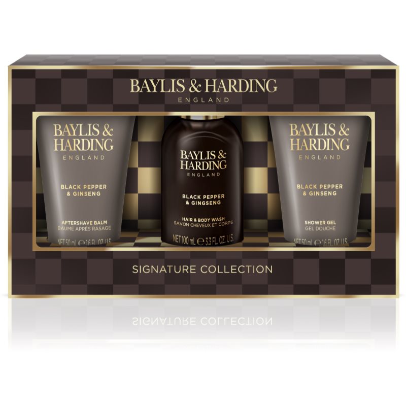 Baylis & Harding Black Pepper & Ginseng set cadou Mini Trio (pentru față, corp și păr) pentru bărbați