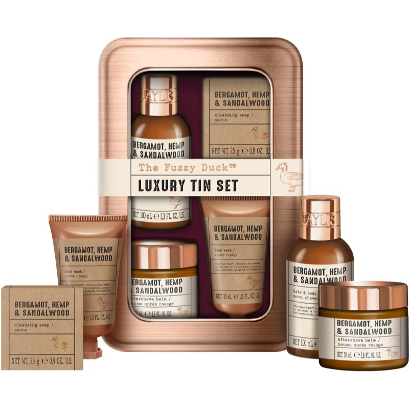 Baylis & Harding The Fuzzy Duck Bergamot, Hemp & Sandalwood set cadou cutie de metal Baylis & Harding The Fuzzy Duck Bergamot, Hemp & Sandalwood set cadou cutie de metal