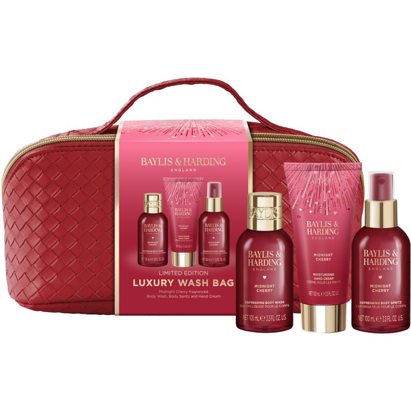 Baylis & Harding Midnight Cherry set cadou geanta de cosmetice Baylis & Harding Midnight Cherry set cadou geanta de cosmetice