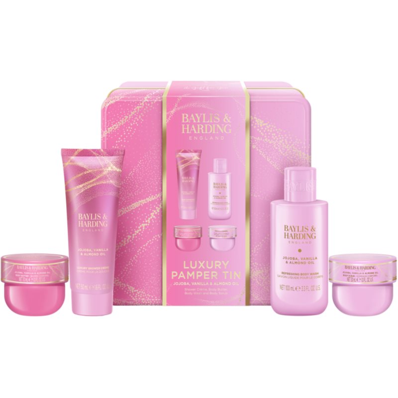 Baylis & Harding Jojoba, Vanilla & Almond Oil set cadou cutie de metal