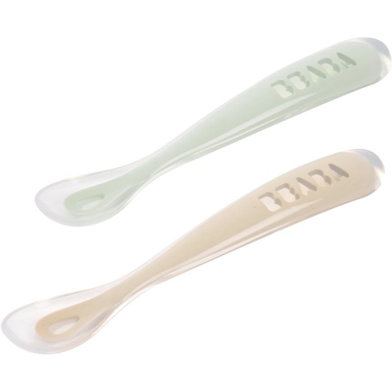 Beaba Silicone Spoon Set linguriță cu sac Clay 4m+ 2 buc