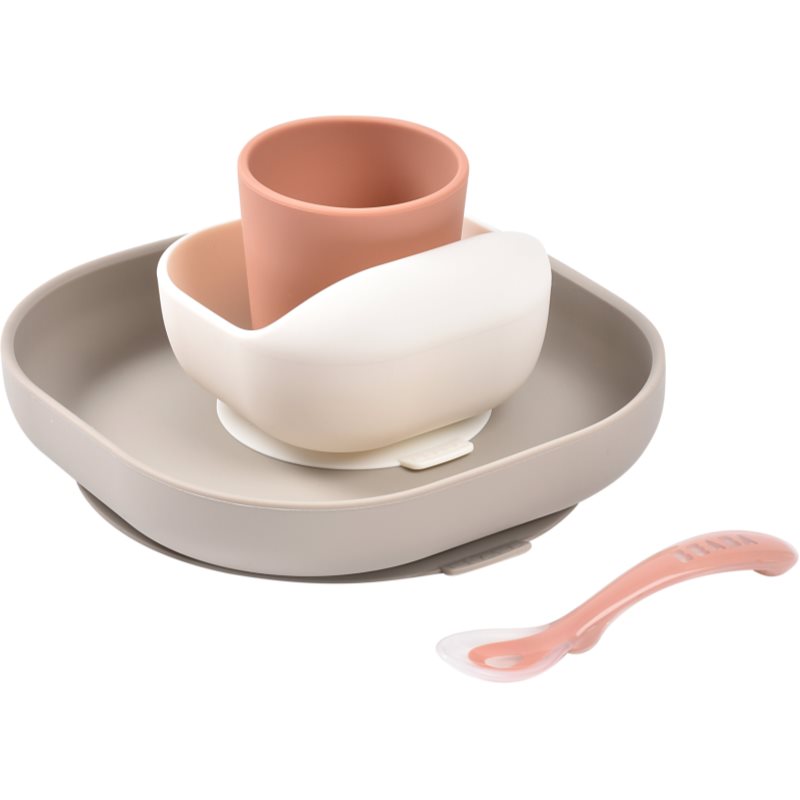 Beaba 4-Piece Silicone Dinner Set serviciu de masă pentru copii Terracotta / Gazelle 4m+ 4 buc