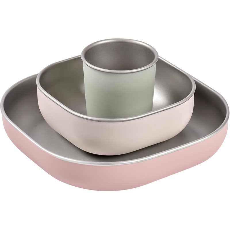 Beaba Stainless Steel Meal Set serviciu de masă pentru copii Cotton Candy 4m+