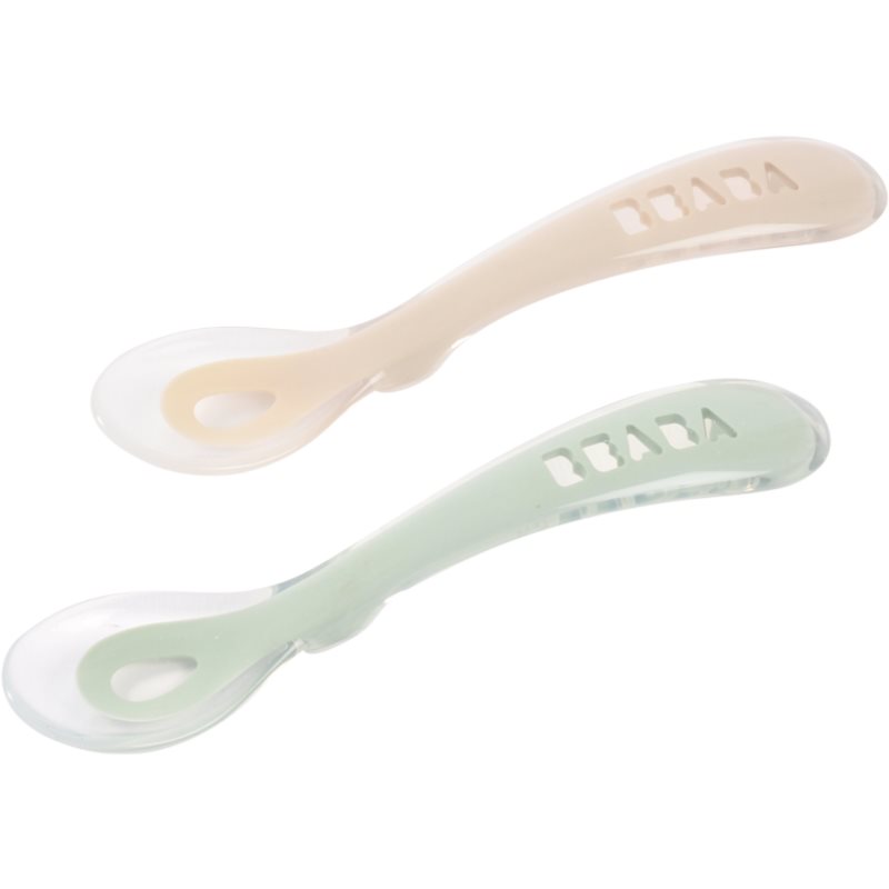 Beaba Silicone Spoon Set linguriță Clay / Misty green 8m+ 2 buc