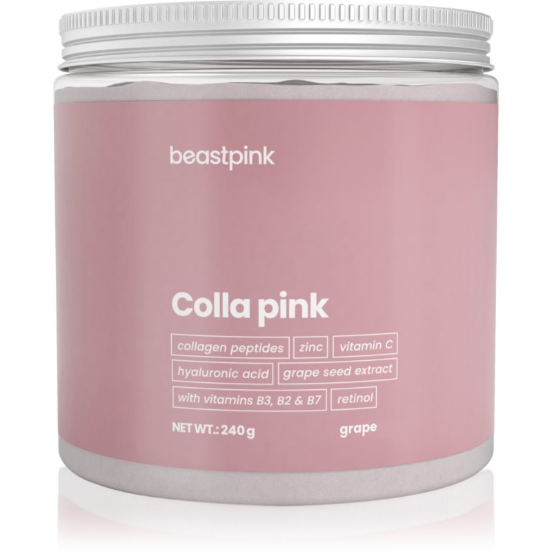 BeastPink Colla Pink pulbere pentru pregătirea băuturilor cu colagen aroma Grape 240 g