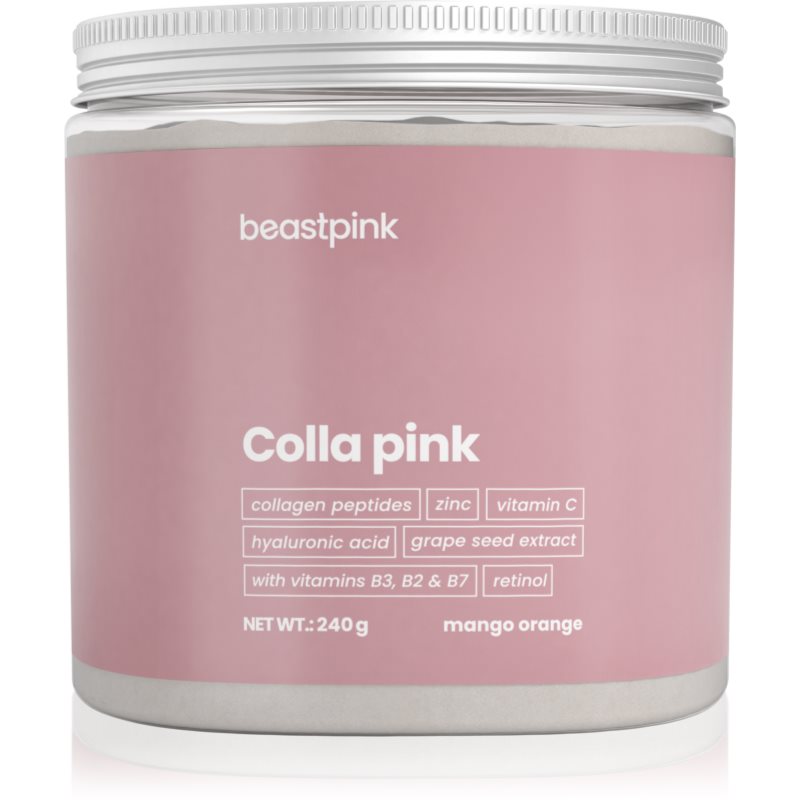 BeastPink Colla Pink pulbere pentru pregătirea băuturilor cu colagen aroma Mango & Orange 240 g