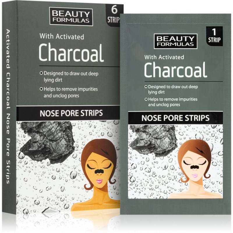 Beauty Formulas Charcoal patch-uri de curatare a prilor de pe nas 6 buc