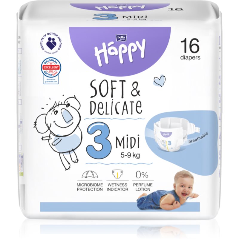 BELLA Baby Happy Soft&Delicate Size 3 MIdi scutece de unică folosință 5-9 kg 16 buc