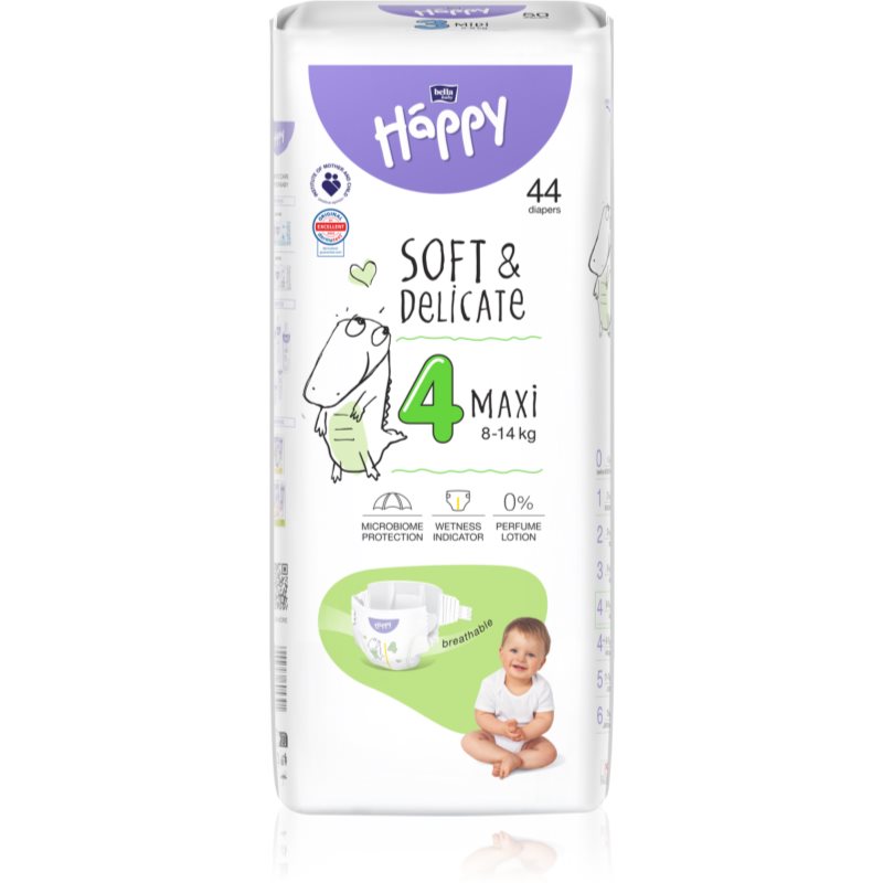 BELLA Baby Happy Soft&Delicate Size 4 Maxi scutece de unică folosință 8-14 kg 44 buc