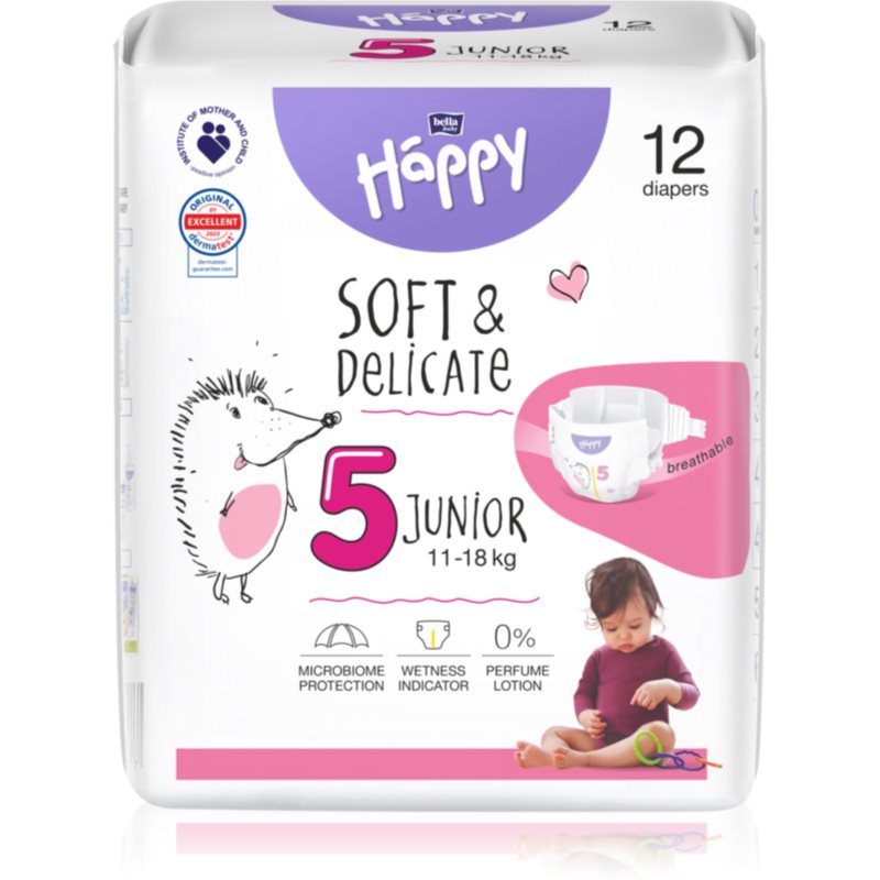 BELLA Baby Happy Soft&Delicate Size 5 Junior scutece de unică folosință 11-18 kg 12 buc