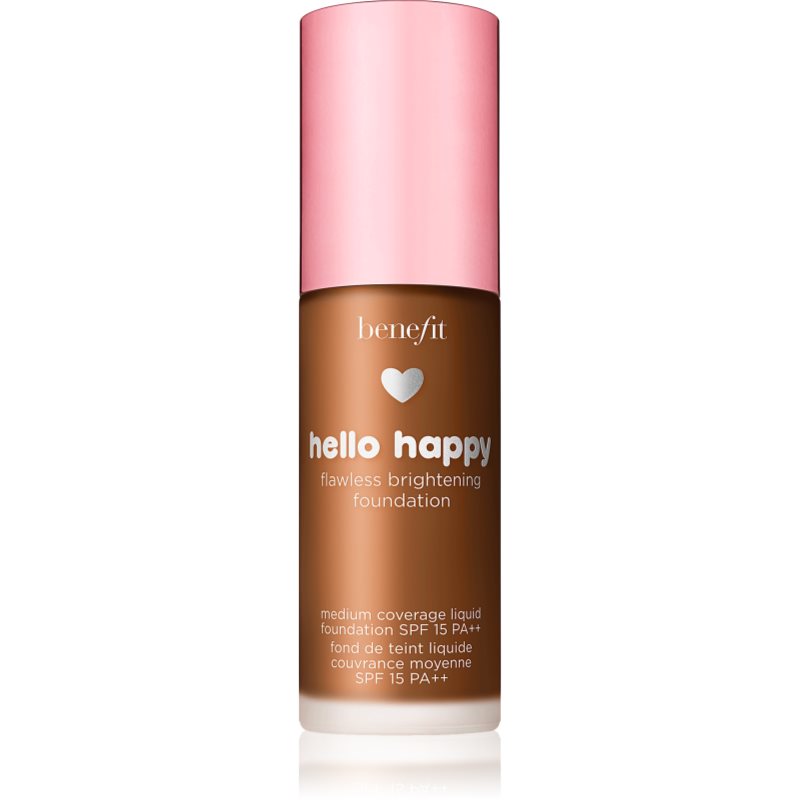 Benefit Hello Happy Flawless Brightening Foundation fond de ten lichid iluminator SPF 15 culoare 10 Deep Warm 30 ml