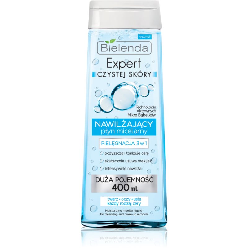 Bielenda Expert Pure Skin Moisturizing apa pentru curatare cu particule micele 3 in 1 400 ml