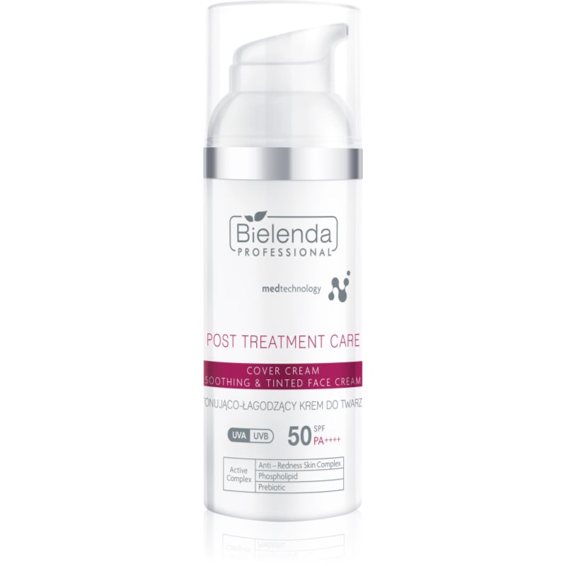 Bielenda Professional Post Treatment Care Soothing & Tinted Face Cream crema calmanta pentru piele sensibila si iritabila SPF 50 50 ml