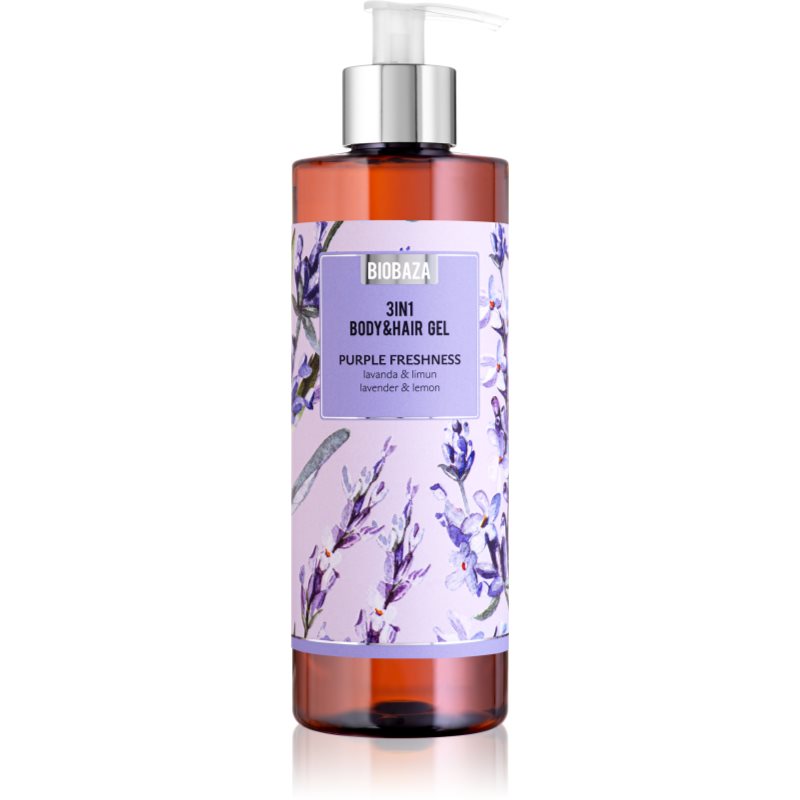 BIOBAZA 3in1 Body&Hair Gel Purple Freshness sampon, balsam si gel de dus 3in1 400 ml