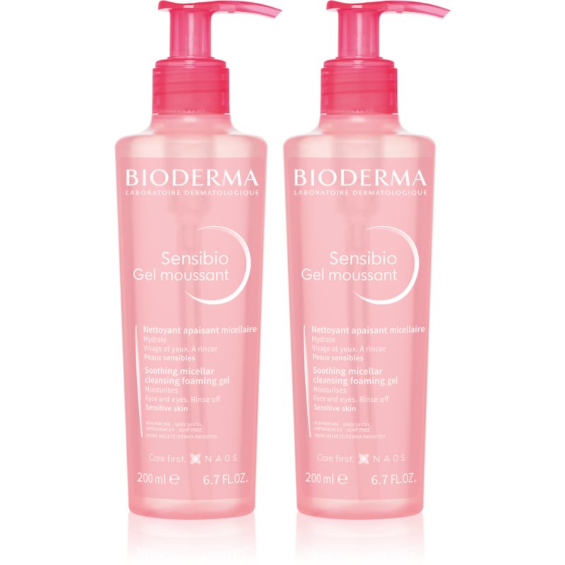 Bioderma Sensibio Gel Moussant 1+1 ambalaj economic perfecta pentru curatare 2x200 ml