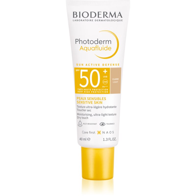 Bioderma Photoderm Aquafluid fluid protector tonifiant pentru față SPF 50+ culoare Claire 40 ml