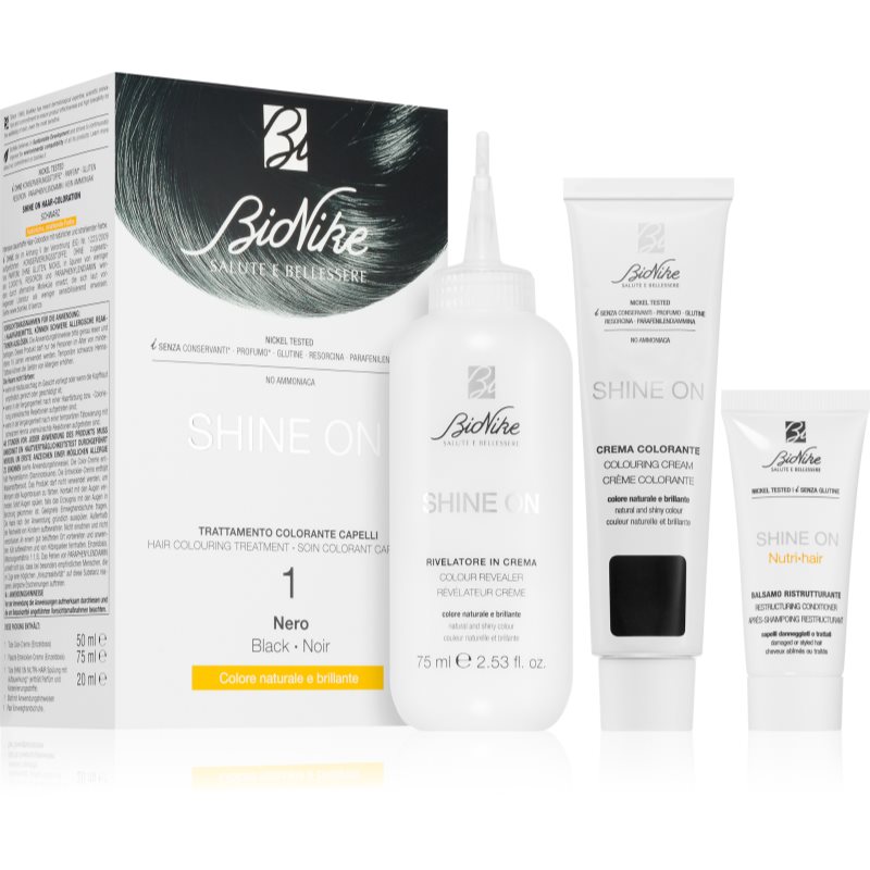 BioNike SHINE ON Culoare permanenta pentru par culoare 1 Black 1 buc