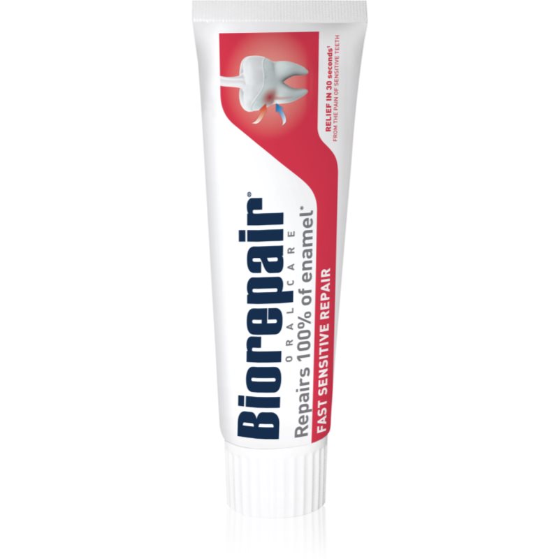 Biorepair Fast Sensitive Repair Aktiv økologisk tandpasta til at mindske tænders sensitivitet og genoprettelse af emaljen 75 ml