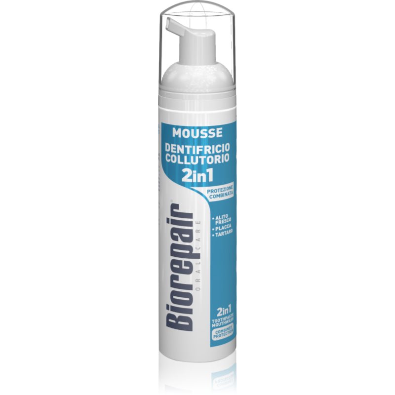 Biorepair Combined Protection 2v1 spumă de gură 2 în 1 pentru curățarea dinților și a gingiilor fără periuță de dinți și apă pentru dinti 75 ml