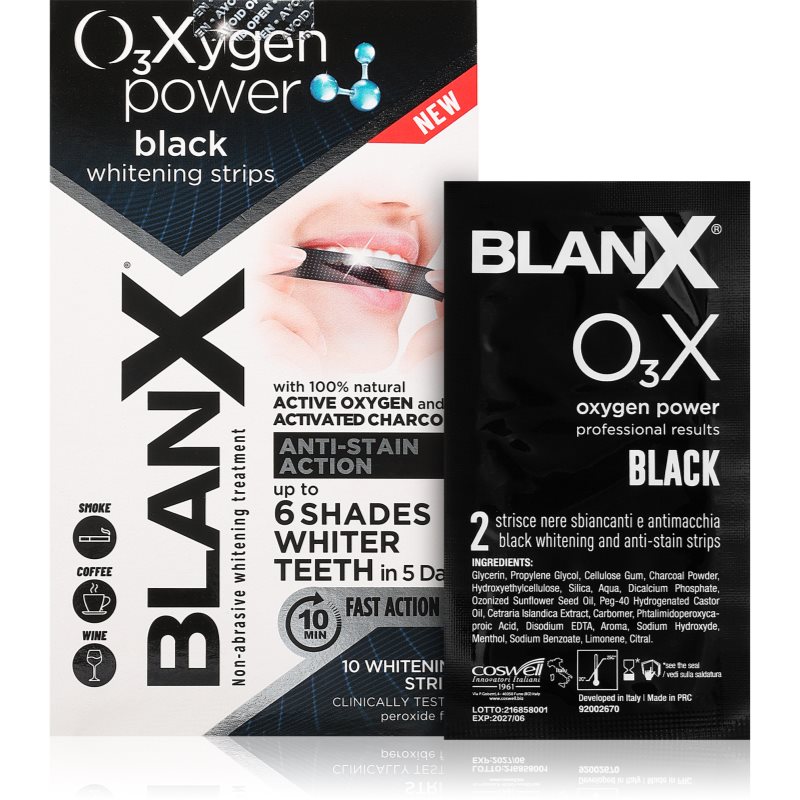 BlanX Oxygen Power Whitening Black Strips benzi pentru ablirea dintilor pentru dinti 10 buc