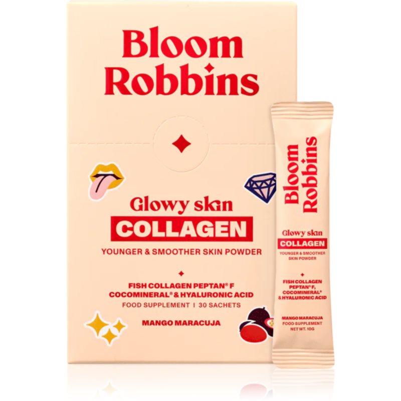Bloom Robbins Glowy skin COLLAGEN YOUNGER & SMOOTHER SKIN POWDER pulbere pentru un ten frumos aroma Mango Maracuja 30 buc