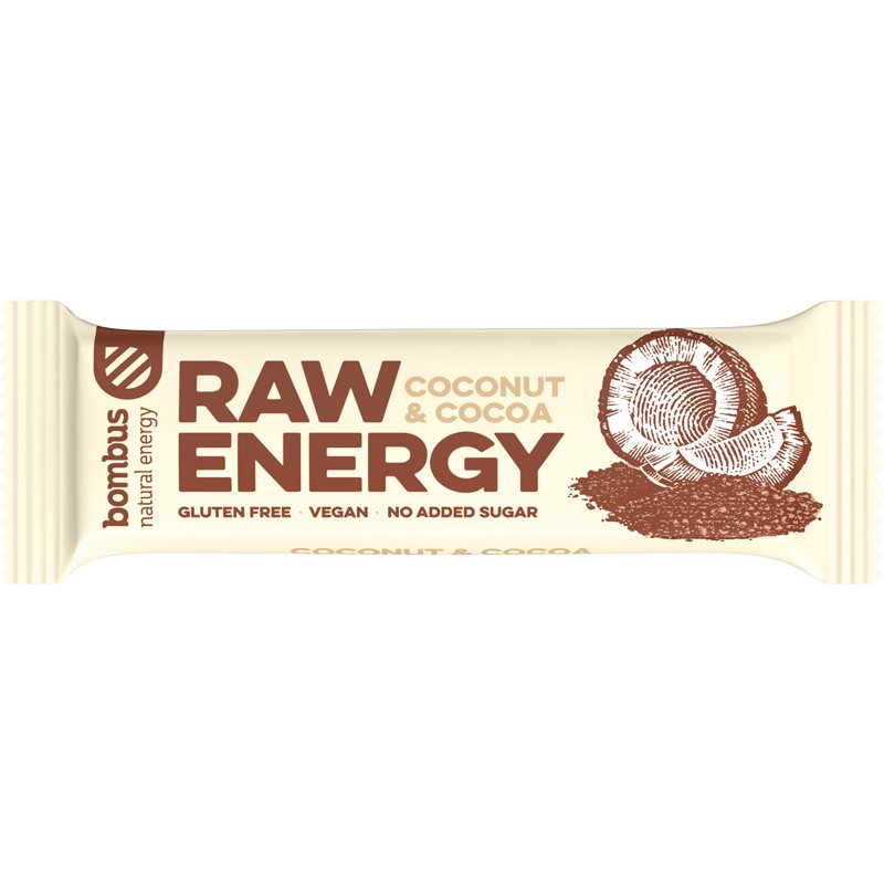 Bombus Raw Energy bară de fructe aroma Coconut & Cocoa 50 g