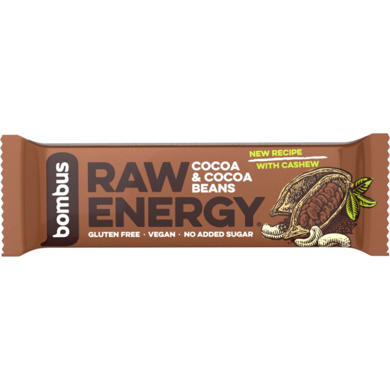 Bombus Raw Energy bară de fructe aroma Cocoa & Cocoa Beans 50 g