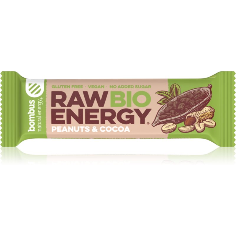 Bombus Raw Energy BIO bară de fructe calitate BIO aroma Peanuts & Cocoa 50 g