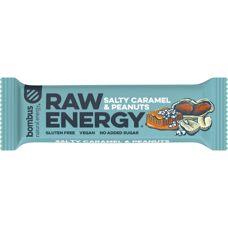 Bombus Raw Energy bară de fructe aroma Salty Caramel & Peanuts 50 g