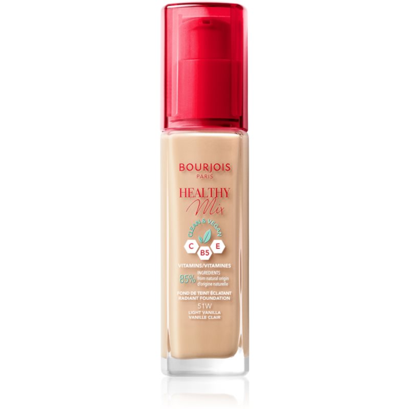Bourjois Healthy Mix makeup radiant cu hidratare 24 de ore culoare 51W Light Vanilla 30 ml