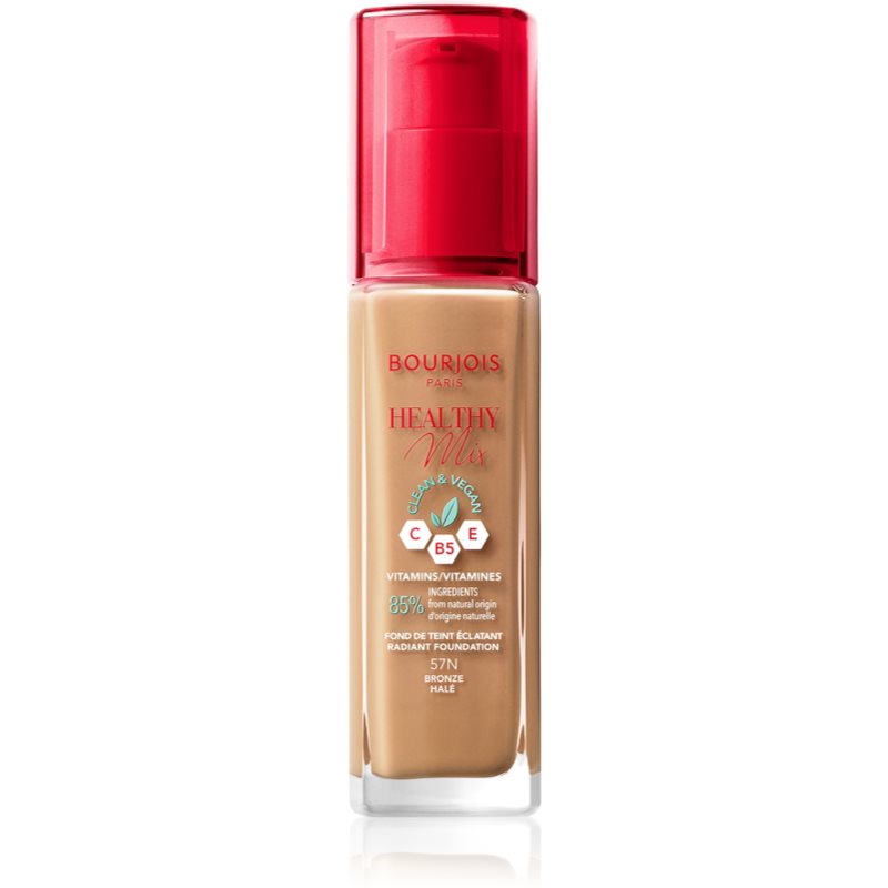 Bourjois Healthy Mix makeup radiant cu hidratare 24 de ore culoare 57N Bronze 30 ml