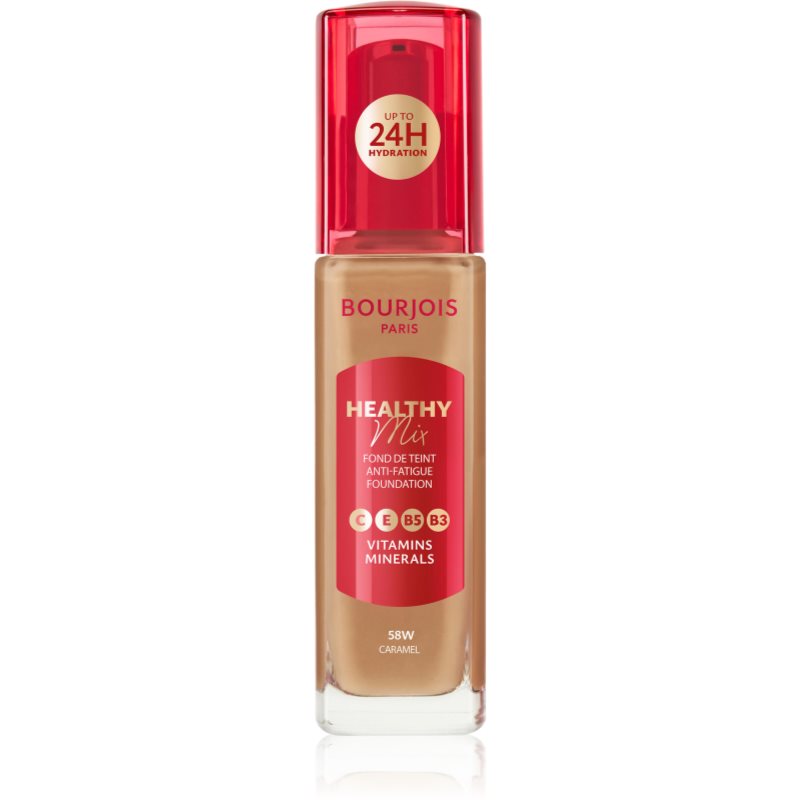 Bourjois Healthy Mix makeup radiant cu hidratare 24 de ore culoare 58W Caramel 30 ml