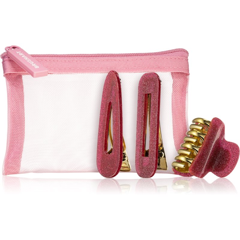 BrushArt Berry Hair clip set agrafe de păr în geantă mini Pink