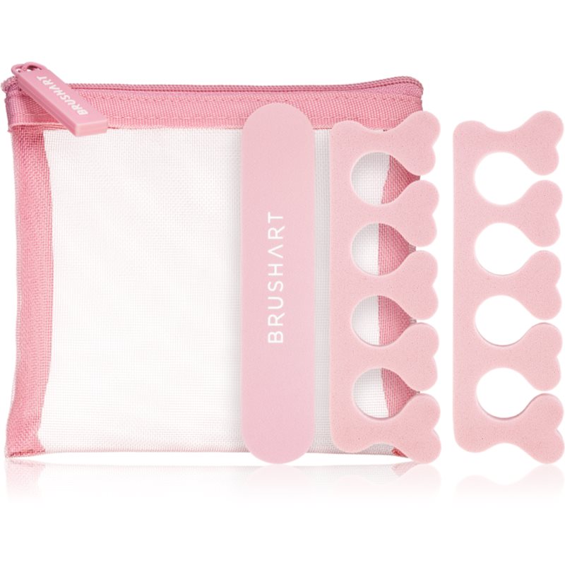 BrushArt Berry Foam toe separator & Nail file set set pentru pedichiură Pink