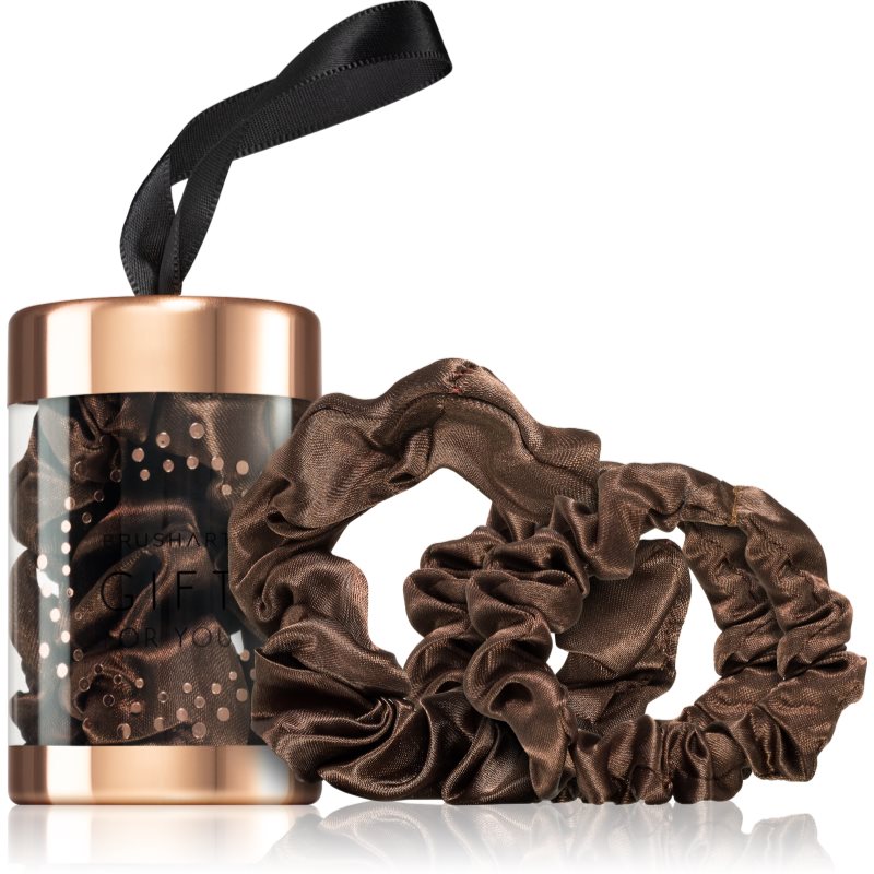 BrushArt Gift for You Slim & Midi satin scrunchie set Elastice pentru par Chocolate brown 3 buc