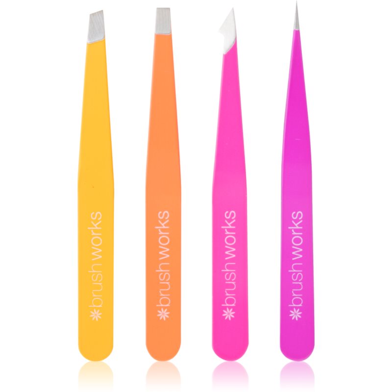 Brushworks Combination Tweezer Set set pensete pentru sprâncene tip Brights 4 buc