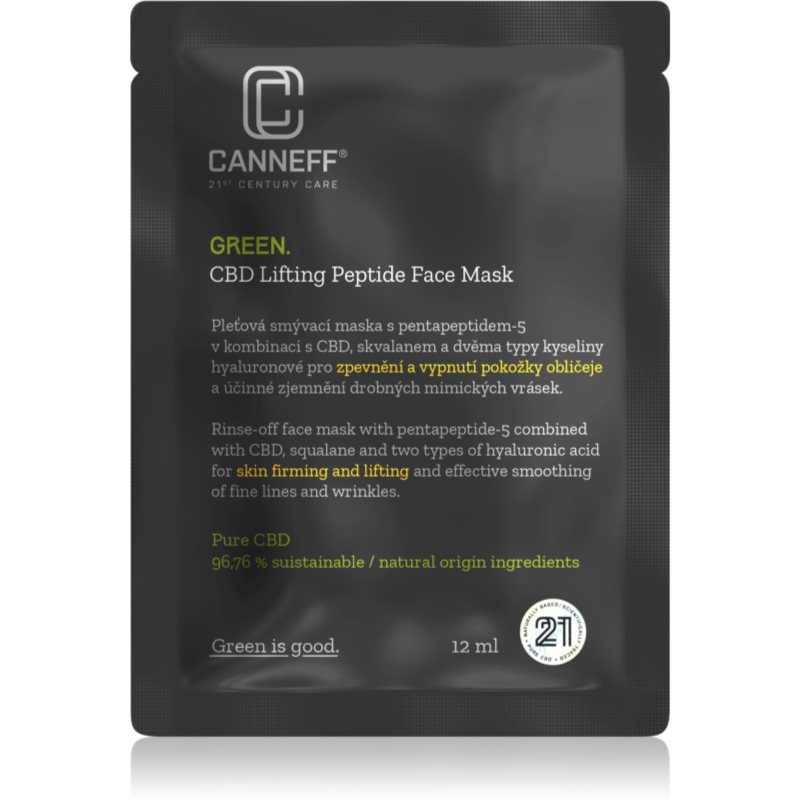 Canneff Green CBD Lifting Peptide Face Mask masca cu efect de lifting si fermitate cu peptide 12 ml