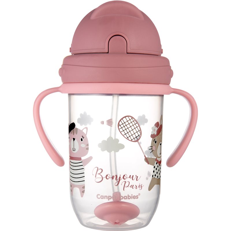 Canpol babies Bonjour Paris Cup ceasca cu pai Pink 270 ml