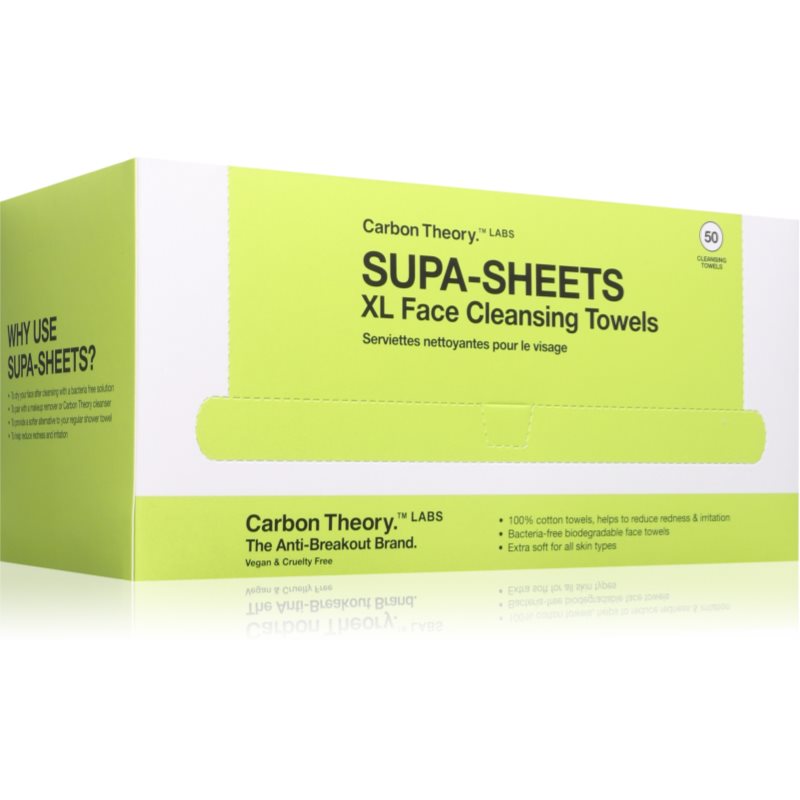 Carbon Theory Supa-Sheets XL Facial Cleansing Towels Servetele demachiante 50 buc