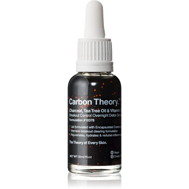 Carbon Theory Charcoal, Tea Tree Oil & Vitamin E ser de noapte pentru regenerarea pielii cu efect de revitalizare pentru pielea problematica 30 ml