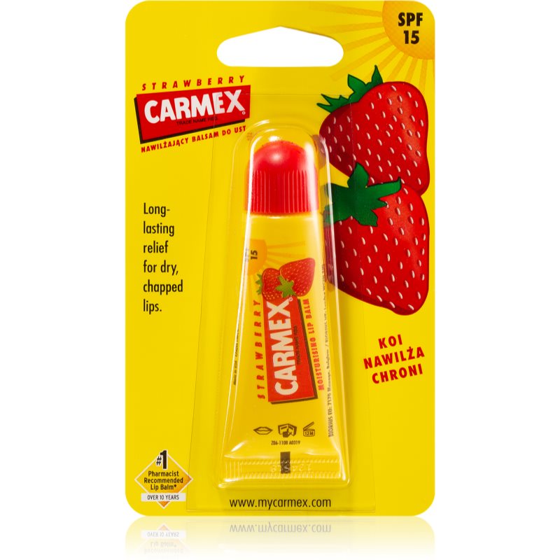 Carmex Strawberry balsam de buze într-un tub SPF 15 10 g