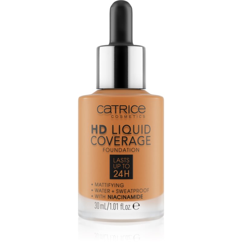 Catrice HD Liquid Coverage Foundation fard lichid rezistent la apa cu efect matifiant culoare 082 Warm Caramel 30 ml