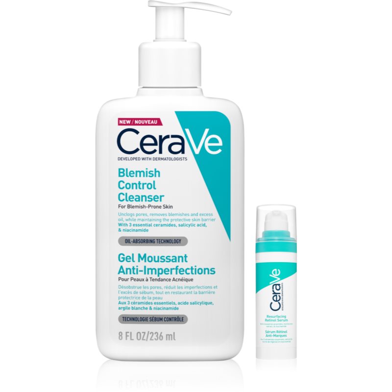 CeraVe Control Cleanser & Retinol Serum Duo set impotriva imperfectiunilor pielii cauzate de acnee