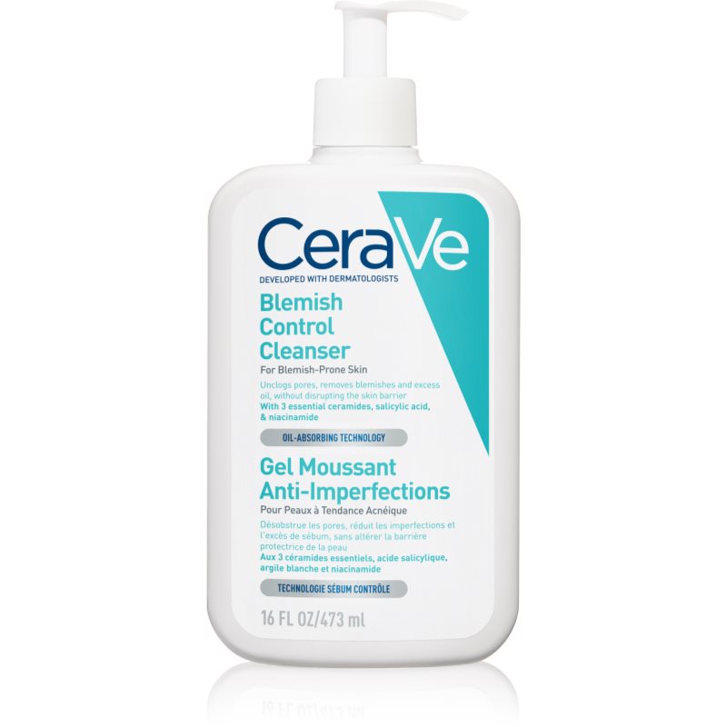 CeraVe Blemish Control gel de curățare impotriva imperfectiunilor pielii cauzate de acnee 473 ml