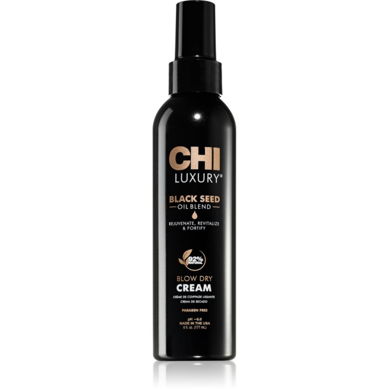 CHI Luxury Black Seed Oil Blow Dry Cream cremă hrănitoare și termo-protectoare pentru netezirea parului 177 ml