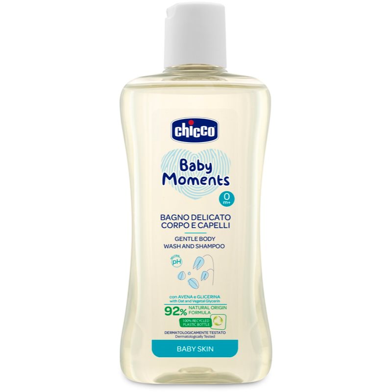 Chicco Baby Moments sampon pentru copii cu o textura usoara de par si de corp 200 ml