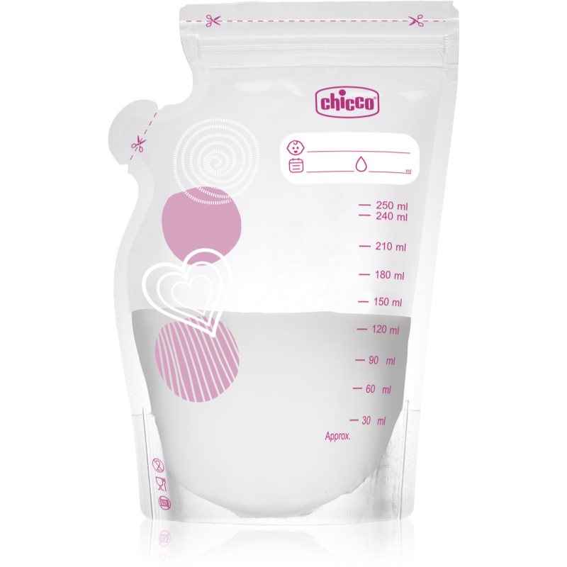 Chicco Breast Milk Storage Bags sac pentru păstrarea laptelui matern 30x250 ml