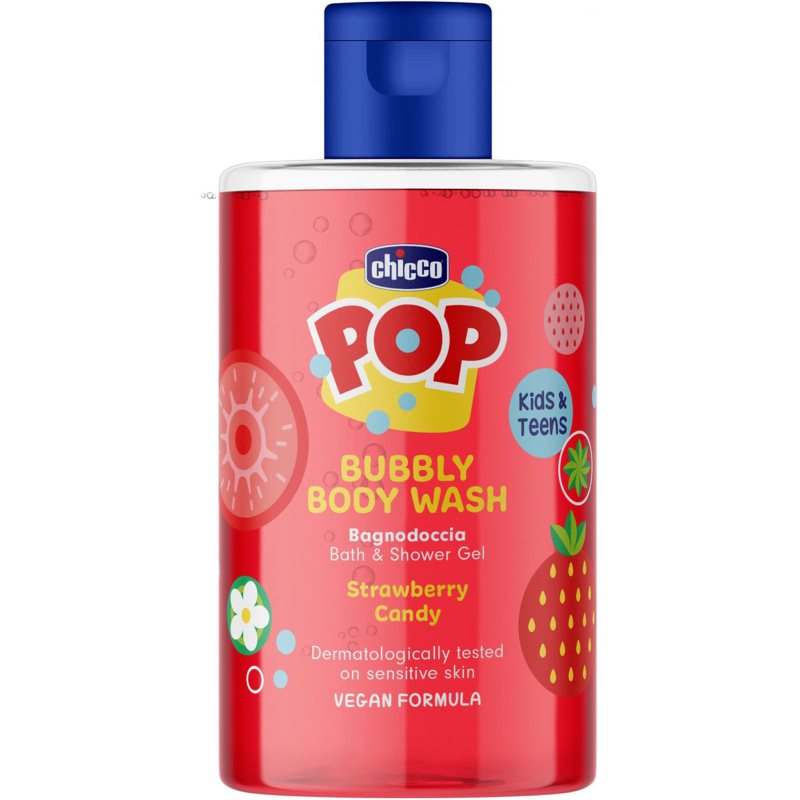 Chicco Pop Bubbly Body Wash gel de dus si baie pentru copii Strawberry Candy 300 ml