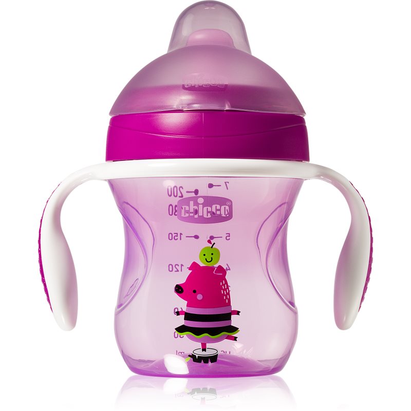 Chicco Training Cup Purple cană pentru antrenament cu mânere 6 m+ 200 ml