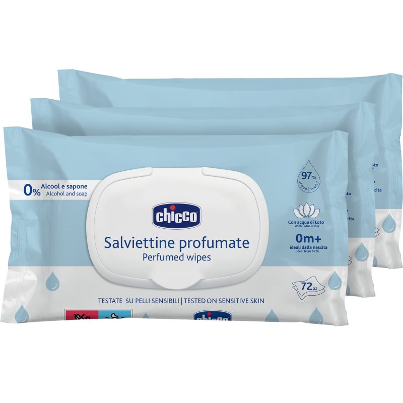 Chicco Perfumed Wipes 0m+ șervețele umede pentru copii discret parfumat 72 buc